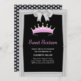 Chic Glitter Diamond Crown Sweet Sixteen Kaart