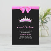 Chic Glitter Diamond Crown Sweet Sixteen Kaart (Staand voorkant)