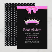 Chic Glitter Diamond Crown Sweet Sixteen Kaart (Voorkant / Achterkant)