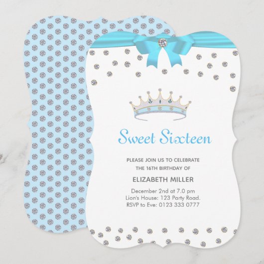Chic Glitter Diamond Sweet Sixteen Kaart (Voorkant / Achterkant)