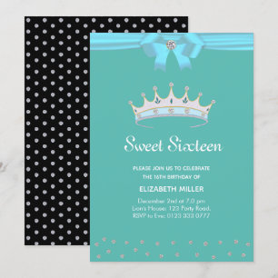 Chic Glitter Diamond Sweet Sixteen op Blauwgroen Kaart