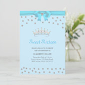 Chic Glitter Diamond Sweet Sixteen op Light Blue Kaart (Staand voorkant)