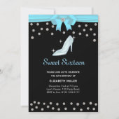 Chic Glitter Diamonds Sweet Sixteen op Black Kaart (Voorkant)