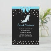 Chic Glitter Diamonds Sweet Sixteen op Black Kaart (Staand voorkant)