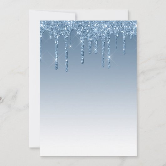 Chic Glitter Drip Blue 18th Birthday Kaart (Achterkant)