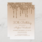 Chic Glitter Drip Gold 30e verjaardag Kaart (Voorkant / Achterkant)