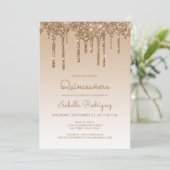 Chic Glitter Drip Gold Quinceañera Kaart (Staand voorkant)