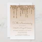 Chic Glitter Drip Goud 50ste verparty Kaart (Voorkant)