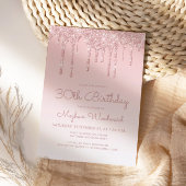 Chic Glitter Drip Pink 30th Birthday Party Kaart