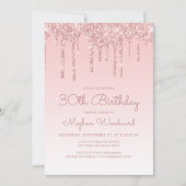 Chic Glitter Drip Pink 30th Birthday Party Kaart (Voorkant)