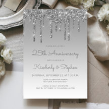 Chic Glitter Drip Zilveren 25e Jubileumfeest