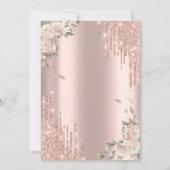 Chic Glitter Drips, Bloemen Roze Goud 85e Verjaard Kaart (Achterkant)