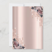 Chic Glitter Drips Bloemen Roze Goud Bat Mitzvah   Kaart (Achterkant)