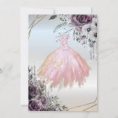 Chic Glitter Drips, Dress Flowers Sweet 16 Kaart (Achterkant)