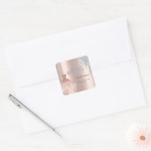 Chic Glitter Drips, Dress Roos Gold Sweet 16 Vierkante Sticker (Envelop)