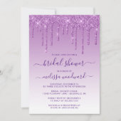 Chic Glitter Drips Paarse Ombre Bruidsdouche Kaart (Voorkant)