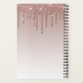 Chic Glitter Drips Roos Goud Gepersonaliseerd 2025 Planner (Achterkant)