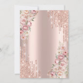 Chic Glitter Drips, Rozen Roos Gold 18e Verjaardag Kaart (Achterkant)