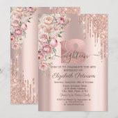 Chic Glitter Drips, Rozen Roos Gold 18e Verjaardag Kaart (Voorkant / Achterkant)