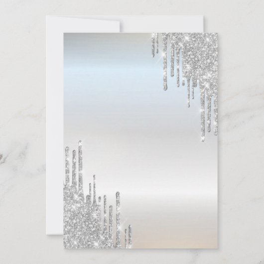 Chic Glitter Drips Silver 75th Birthday Kaart (Achterkant)