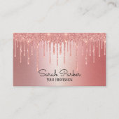 Chic Glitter Druppelt Roos Goud Metallic Elegant G Visitekaartje (Voorkant)