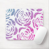 Chic Glitter Effect Purple Roses White Mousepad Muismat (Met muis)