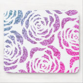 Chic Glitter Effect Purple Roses White Mousepad Muismat (Voorkant)
