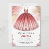 Chic Glitter en Floral Quinceañera Kaart (Voorkant)