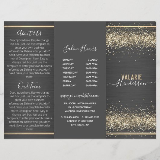 Chic Glitter en Geborsteld Metaal Driezijdige Broc (Voorkant)