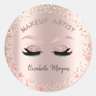 Chic Glitter Faux Lashes, Confetti, Makeup Ronde Sticker