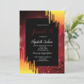 Chic Glitter Gele Druppels, Bokeh Red Kaart (Staand voorkant)