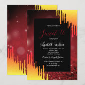 Chic Glitter Gele Druppels, Bokeh Red Kaart (Voorkant / Achterkant)