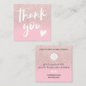 Chic glitter girale roze elegant modern bedankt vierkante visitekaartje (Voorkant / Achterkant)