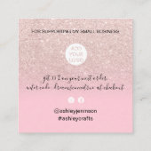 Chic glitter girale roze elegant modern bedankt vierkante visitekaartje (Achterkant)