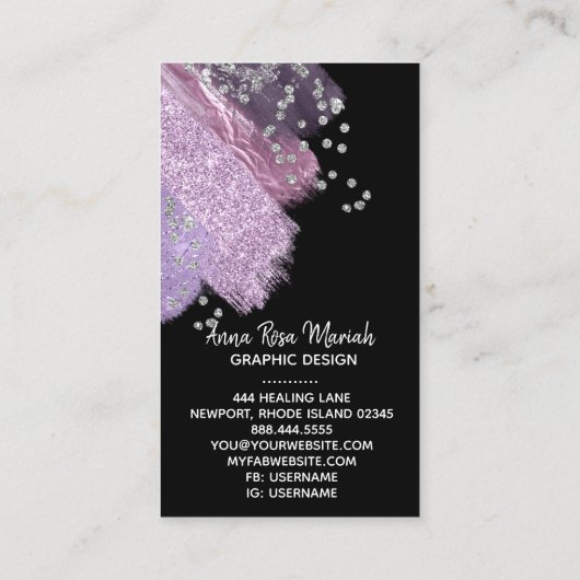 *~* Chic Glitter Girly Feminine Abstract Exciting Visitekaartje (Achterkant)