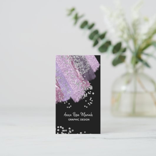 *~* Chic Glitter Girly Feminine Abstract Exciting Visitekaartje (Staand voorkant)