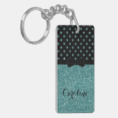 Chic Glitter Girly Papillon op persoonlijke titel Sleutelhanger (Voorkant Links)