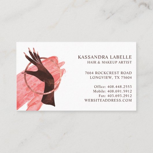 Chic Glitter Glam Nail Art Manicure Salon Monogram Visitekaartje (Achterkant)