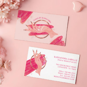 Chic Glitter Glam Nail Art Manicure Salon Monogram Visitekaartje