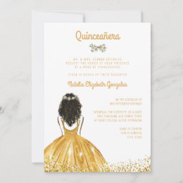 Chic Glitter Gold Princess Ball Gown Quinceanera Kaart