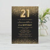 Chic Glitter Goud & Zwart 21e Verjaardag Kaart (Staand voorkant)