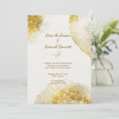 Chic Glitter Gouden Huwelijksuitnodiging Kaart (Staand voorkant)