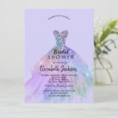 Chic Glitter Jurk Lavander Vrijgezellenfeest Kaart (Staand voorkant)