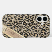 Chic Glitter Leopard Pattern Monogram Case-Mate iPhone Case (Achterkant (horizontaal))