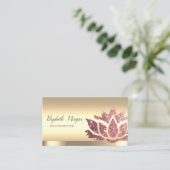 Chic Glitter Lotus Flower Gold Yoga Instructor Visitekaartje (Staand voorkant)