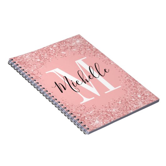 Chic glitter Monogram spiraal Notitieboek (Rechterzijde)