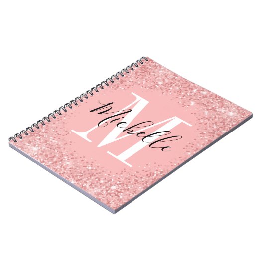 Chic glitter Monogram spiraal Notitieboek (Linkerzijde)