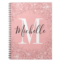 Chic glitter Monogram spiraal Notitieboek