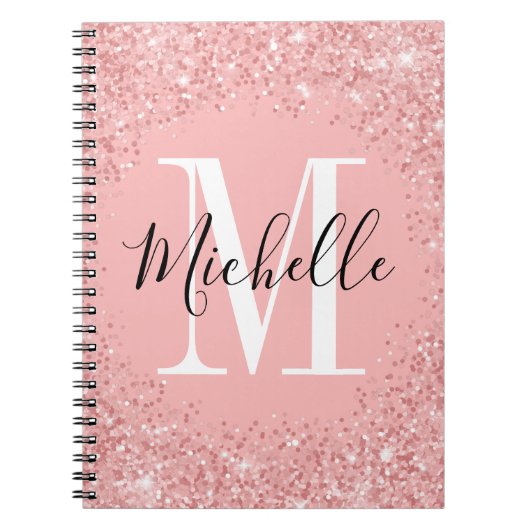 Chic glitter Monogram spiraal Notitieboek (Voorkant)