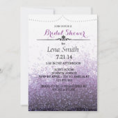 Chic Glitter Paarse Bridal Couple Shower Invite Kaart (Voorkant)
